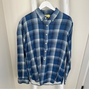 Grayers Men’s Navy and White Plaid Button-Down Midweight Shirt Size XL